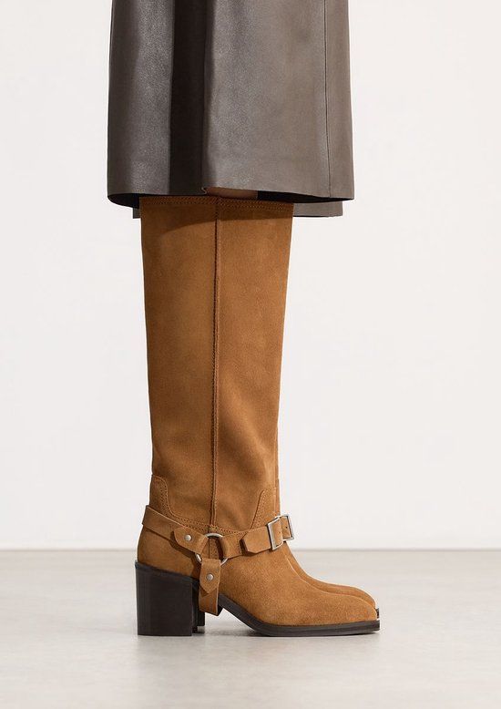 Sacha Dames Beige suède biker boots Maat 40