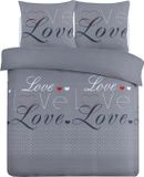 VISION home VISION Love Flanel Dekbedovertrekset - Kingsize - 260x240 cm - Grijs