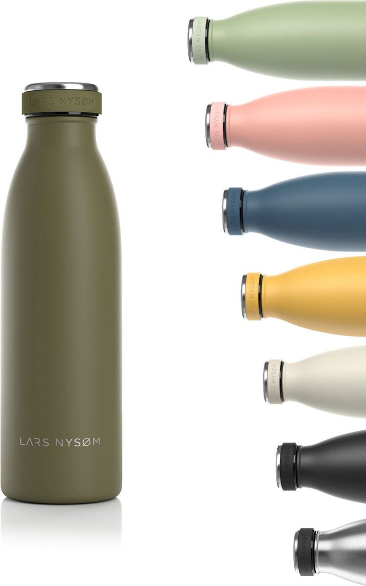 LARS NYSØM Roestvrijstalen drinkfles 'Ren' 500ml Capulet Olive