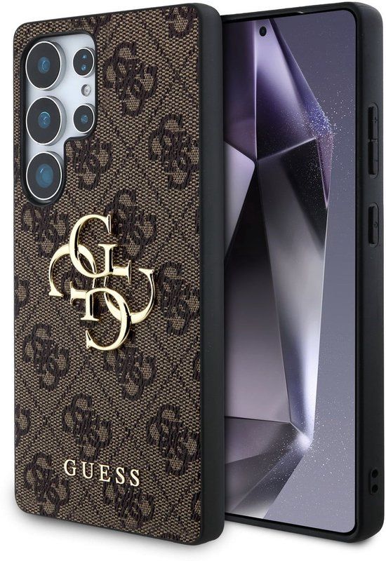 Guess 4G Metal Logo Backcover voor de Samsung Galaxy S25 Ultra - Bruin