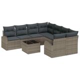 vidaXL - Bankstel - 9 - st - 8-Aantal - zitplaatsen - Grijs - poly - rattan