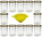 Viva Haushaltswaren - 12 x 219 ml jam jars with gold lids, round preserving jars for preserves, spice jars, glass jars etc. (incl. funnel)