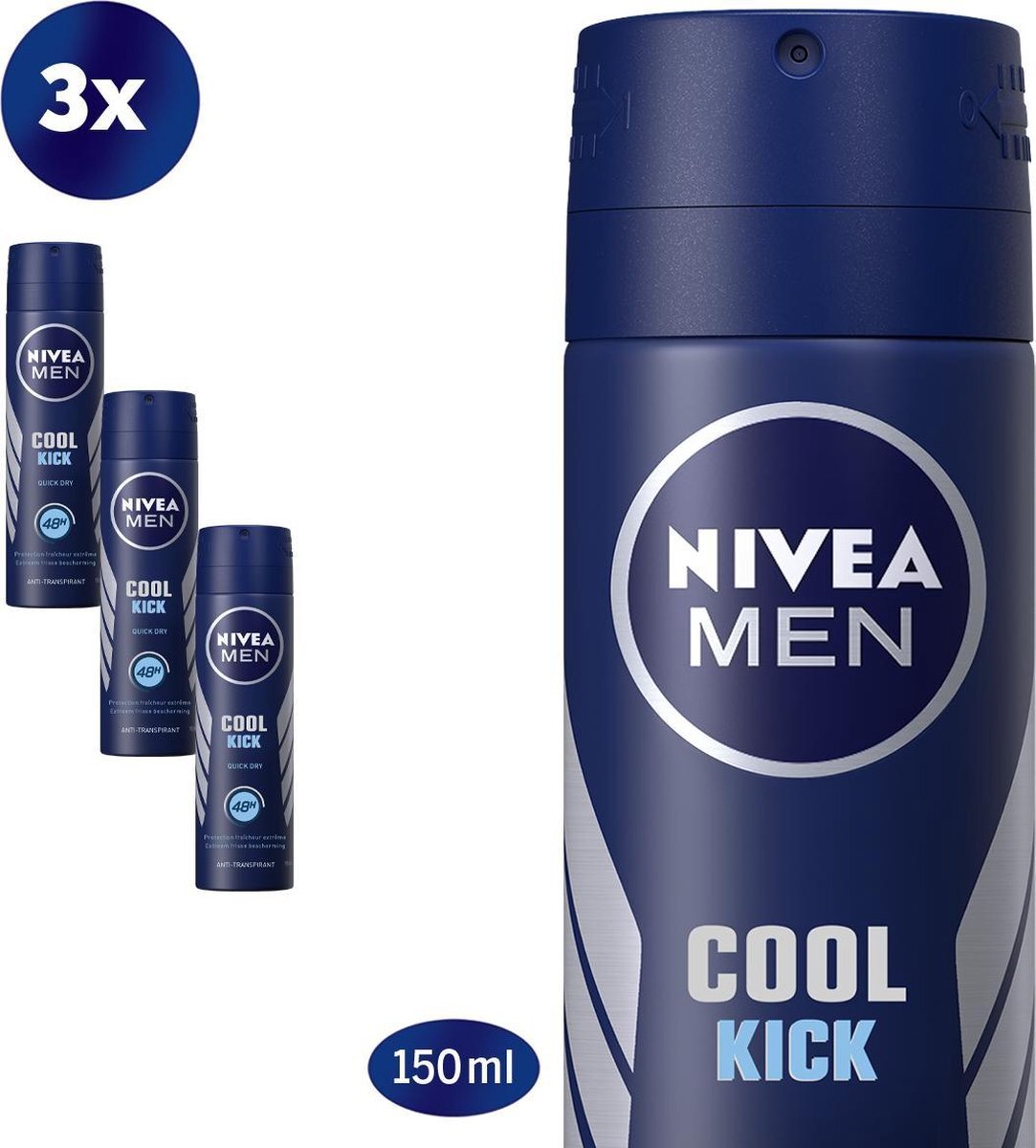 Nivea MEN Cool Kick Deodorant Spray - 3 x 150 ml - Voordeelverpakking