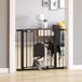 Barrière de sécurité pour animaux avec porte à fermeture automatique et double verrouillage, acier noir