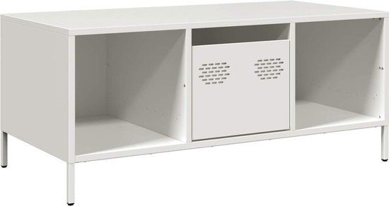 vidaXL Salontafel 101,5x50x43,5 cm koudgewalst staal wit
