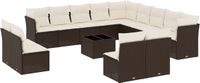 vidaXL 14-delige Loungeset met kussens, poly rattan, bruin