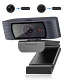 Merkloos Webcam 1080p Full HD Privacykapje 360 graden draaibaar Dual microfoon