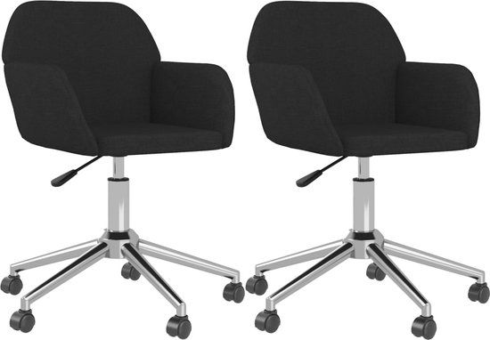 vidaXL Eetkamerstoelen draaibaar 2 stuks stof zwart