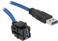 Delock USB-A haaks (110° boven) Keystone module - USB-A (m) | USB3.0 5 Gbps | zwart | 1,5 meter