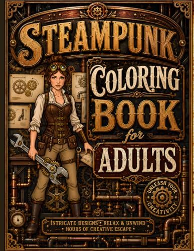 Steampunk Coloring Book for Adults: Victorian Sci-Fi Coloring Pages with Gears, Airships, Inventors, Machines & Gothic Fantasy Art
