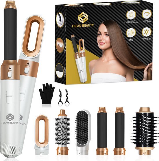 Fleau Beauty Airwrap Multistyler - PRO Edition 2023 - Stijltang - Krultang - Föhnborstel - Krulborstel - Haardroger - Haarstyler - 5 in 1 Set