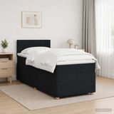 vidaXL Boxspringbed met matras met hoofdeinde Zwart 90 x 200 cm Stof