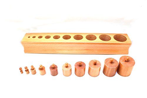 Edufun 91106 Montessori cilinderblokken hout cilinder educatief speelgoed vanaf 3 jaar diameter gelijk en hoogte verschillend houten speelgoed massief hout (variant 1)