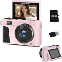 SZSMART WD3 8K 88MP autofocus vlogcamera met wifi, 3" 180° kantelbaar scherm en 18x zoom, 128 GB - Roze