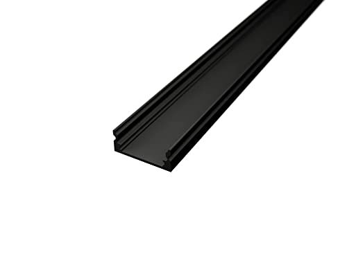 ledomec ALU LED-profiel 2m zwart opbouw-SL. koellichaam voor LED-strips, LED-strips tot max. 12mm. Zeer plat 8mm (profiel 2m, zwart zonder afdekking)