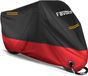 Favoto Verbeterde versie Waterdichte motorhoes Motorzeil Buiten Motor Garage Scooterhoes Winddicht met 2 riemgespen Zwart Rood 265cm x 105cm x 125cm