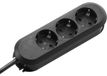 BACHMANN SMART stekkerdoos met 3 stopcontacten met aardingscontact, geschroefd, zwart, 3 meter