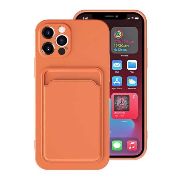 XDAG iPhone 7 Kaarthouder Hoesje - Wallet Card Slot Cover Oranje