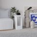 Decortie Table d'appoint Tasos blanche, bout de canapé robuste pour salon ou chambre, 30x30x50.5 cm