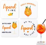 Aperol 4 Stuks Onderzetters - Van Vilt - Oranje