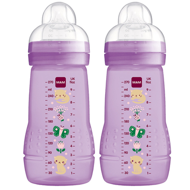 Mam MAM Babyfles Easy Active ™ 270 ml, kat/vlinder in een dubbelpak