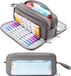 Markenlos Wan GmbH Grote Capaciteit Canvas Etui - 3 Compartimenten - Grote Pen Tas Pouch - School Office Organizer - Donkergrijs