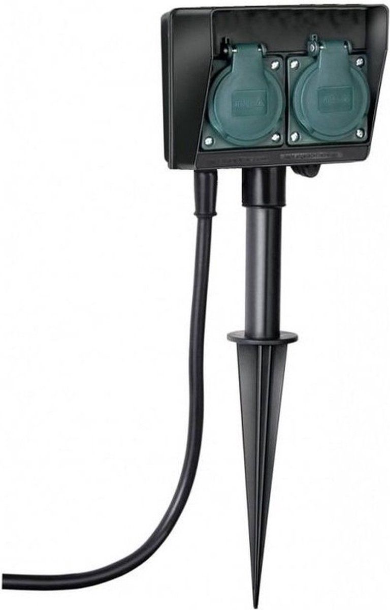 Benson Tuincontactdoos/stopcontact op spies dubbel - Buiten stekkerdoos tuinverlichting