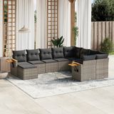 Maison Exclusive - Ensemble de jardin, composé de 10 pièces avec coussins, gris, en polyrotin