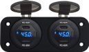 ProRide Chargeur USB C de voiture 12V 4 ports encastrable avec interrupteur et wattmètre - 45W - QC3.0 - Ensemble complet - Bleu