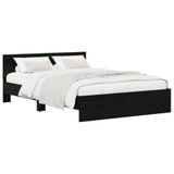 vidaXL Bedframe met Hoofdbord Zwart eiken 140 x 190 cm Bewerkt hout