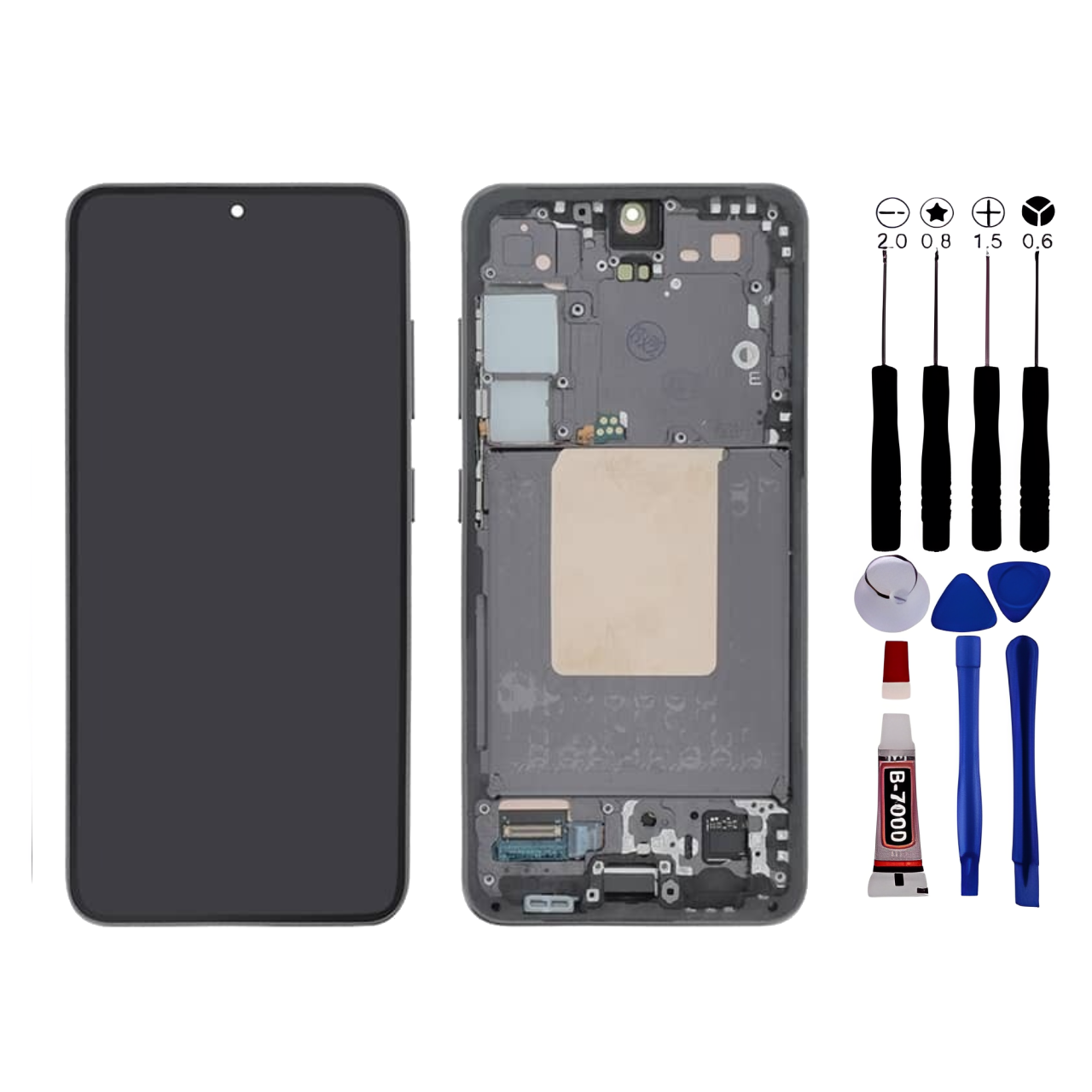 NONE Samsung Scherm voor Samsung S24 SM-S921B S921U LCD + Zwarte voetprint + Gereedschap