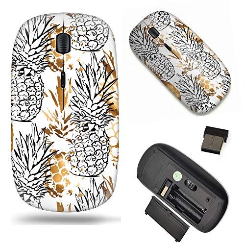 NOTHERS Uniek patroon optische muis mobiele draadloze muis 2.4G draagbaar voor notebook, pc, laptop, computer - gouden ananas