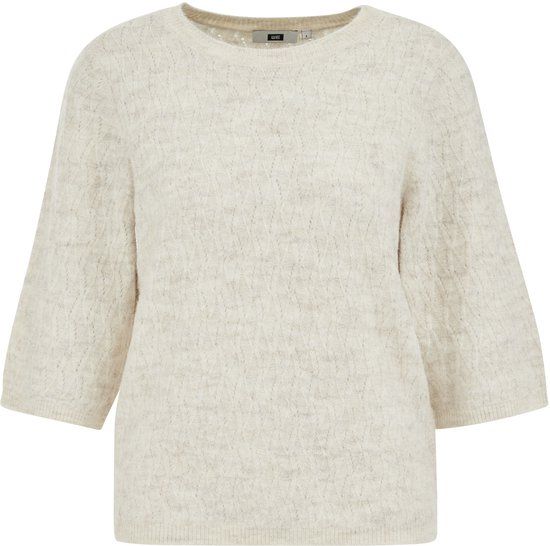 WE Fashion Dames trui met opengewerkte structuur Beige XL