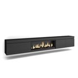 Skraut Home TV-Meubel, Lowboard, Woonkamer, Eetkamer, 288x45x35 cm, Groot formaat TV, Elektrische haard XXL, Hangend, Moderne stijl, Zwart