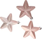 Decoris kersthanger sterren - 6x st - lichtroze - 7 cm - kunststof
