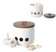 KOOK TIME CURVE Pot à ail avec couvercle en bois d'acacia, ventilé, blanc
