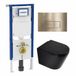 Geberit QeramiQ Dely Toiletset - 36.3x51.7cm - Diepspoel - Rimless - Geberit UP720 Inbouwreservoir - Softclose Toilet Zitting - Geborsteld Messing Bedieningsplaat