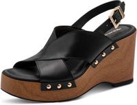 Tamaris Plateau Sandalen Dames Zwart Leer Gesp 40