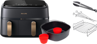 Philips 3000 Series Airfryer NA352/00 with Dual Basket, Double-Layer Cooking Set & Baking Master Set