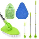 Brosse de nettoyage extensible - Brosse de salle de bain - Brosse de douche - Long manche - Rotatif à 180° - PP/Acier inoxydable