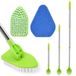 Brosse de nettoyage extensible - Brosse de salle de bain - Brosse de douche - Long manche - Rotatif à 180° - PP/Acier inoxydable