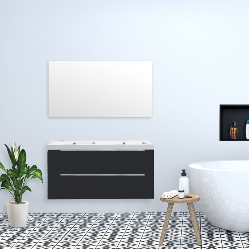 Badkamerplanet Badkamermeubel Sensio Mineraal 120 cm Hoogglans Antraciet met Standaard Spiegel