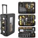 OEM Deko Gereedschapskoffer - Vol - 258-delig - Handgereedschapset - Gereedschapskist - Rolkoffer - 3-laags - Zwart/Geel