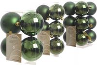 Decoris Kaemingk B.V. Kerstversiering kunststof kerstballen donkergroen 6-8-10 cm pakket van 22x stuks