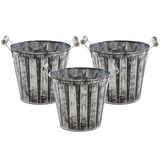 Mega Collections Arrangement de Noël/panier de Noël - 3x - zinc - anthracite/gris - D11 x H10 cm