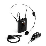 Gemini UHF draadloos microfoonsysteem – dubbele microfoons voor stropdas en hoofdtelefoon met lichaamstas, USB-oplaadontvanger, 50 m bereik, cardioïde patroon voor onderwijs, streaming, karaoke