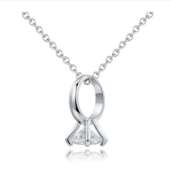 LGT JWLS Lookinggoodtoday Zilverkleurige Dames Ketting Ring met Zirkonia Edelstaal
