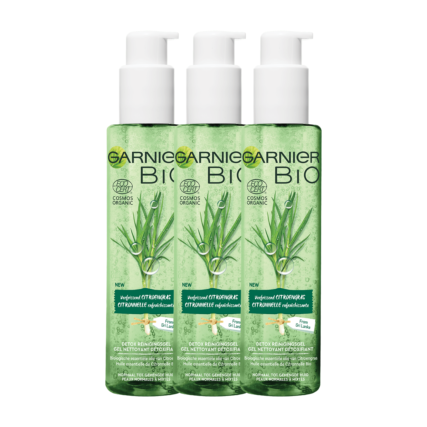 Garnier Skinactive Face Detox Reinigingsgel Verfrissende Citroengras - Normaal tot gemengde huid - 3 x 150 ml