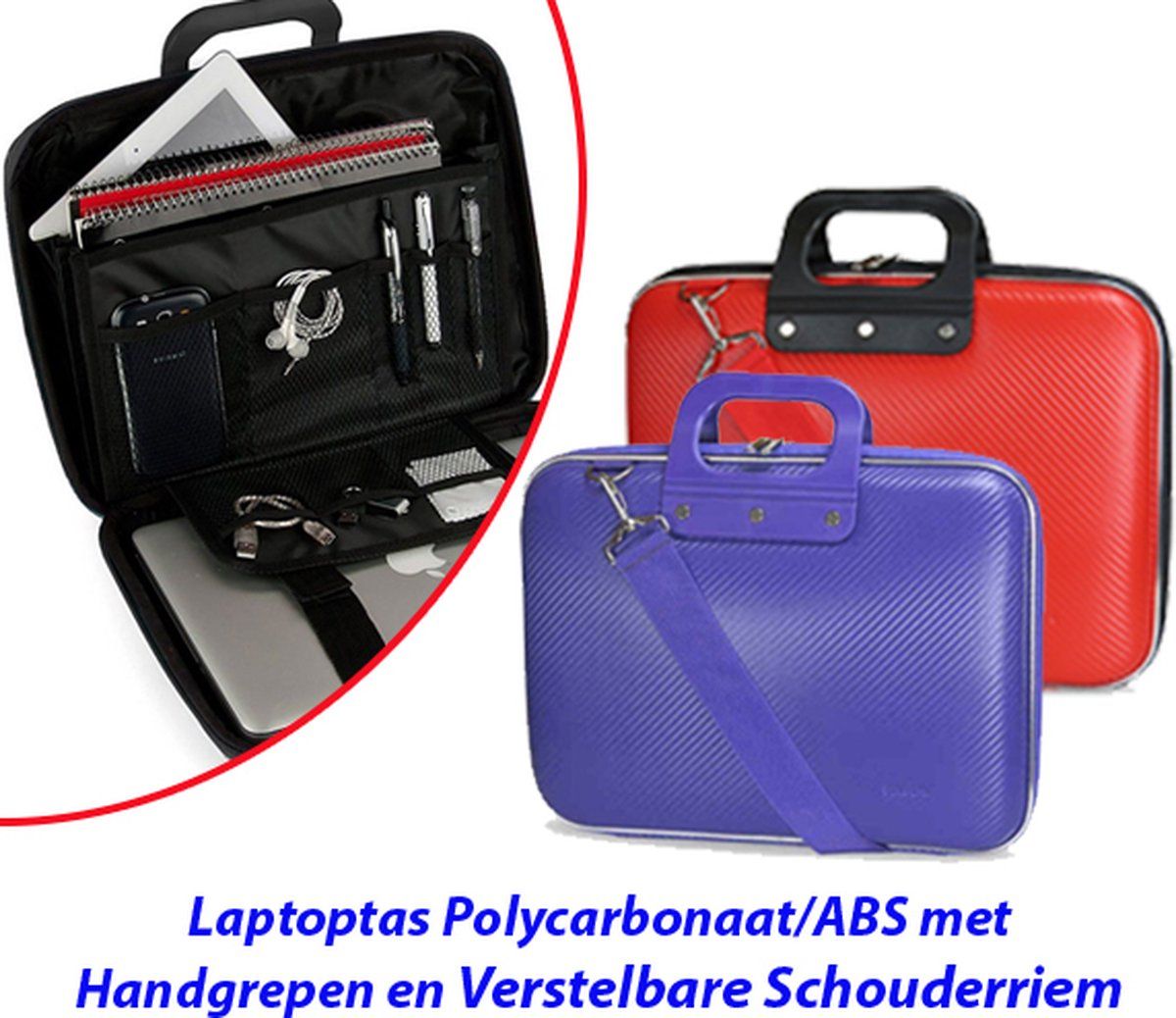 e-Vitta Laptoptas - Rood - Polycarbonaat/ABS - Met Handgrepen en Verstelbare Schouderriem
