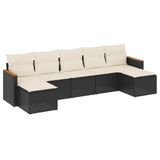 vidaXL Loungeset met kussens, polyrattan, zwart